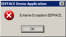 External Exception EEFFACE